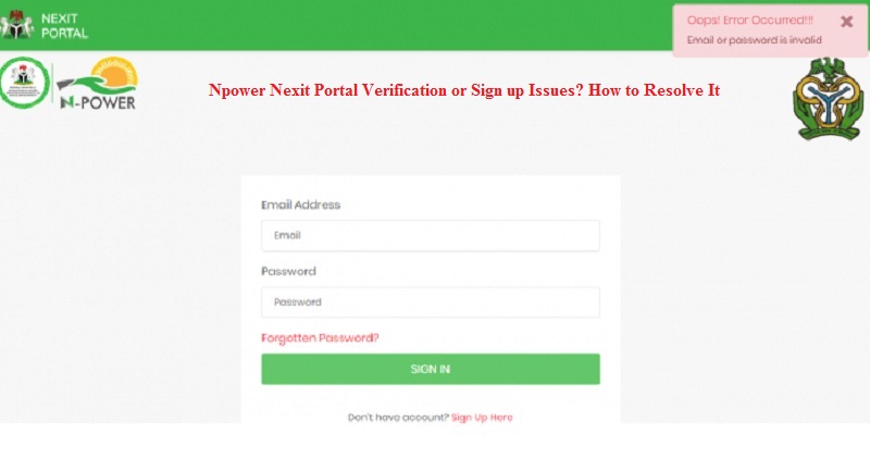 Npower Nexit Portal Verification or Sign up Issues