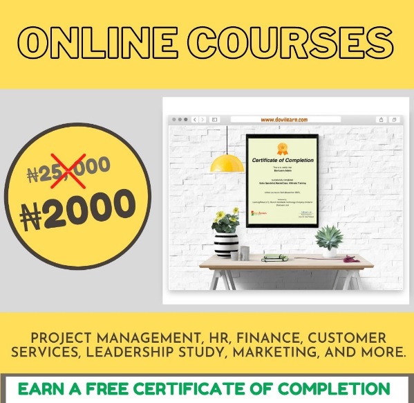 DoviLearn offers N2000 for any online course plus free Certificate of Completion to BOOST your career: ENDING SOON